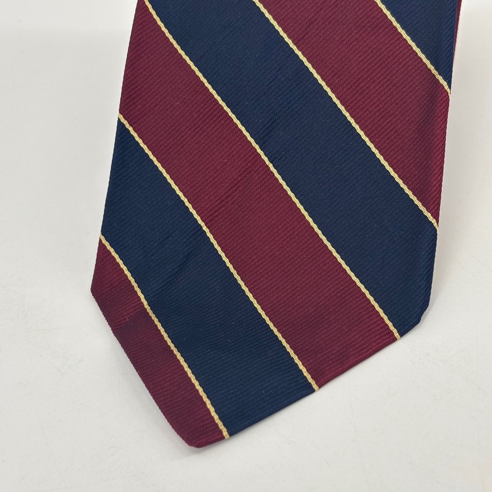 Robert Talbott Tie Mens OS Burgundy Navy Gold Repp Stripe Silk Nordstrom USA - Picture 2 of 7